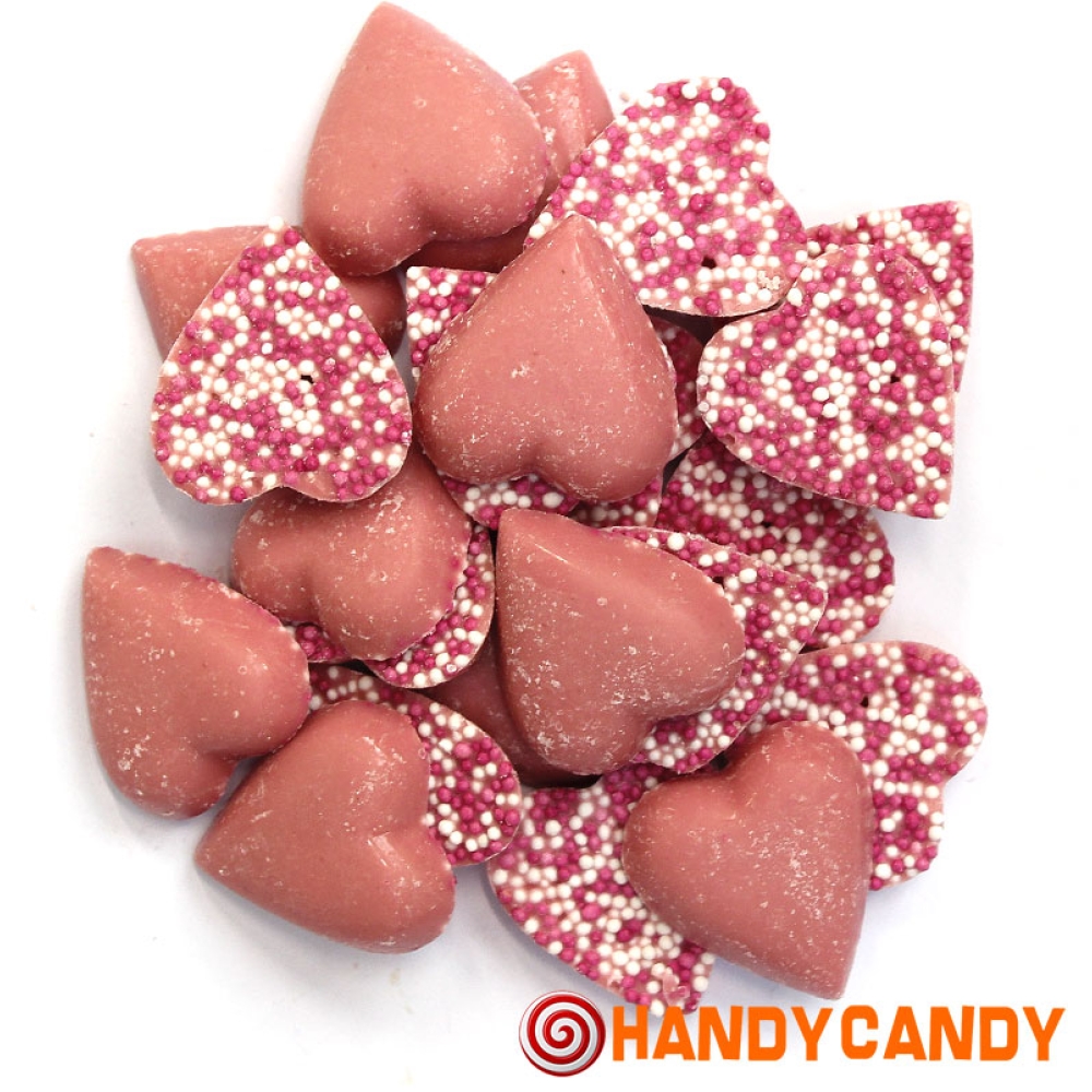 Strawberry Candy Hearts- Hannah's Sweets From The UK Retro Sweet Shop